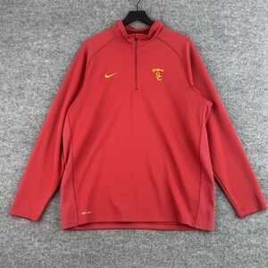 Nike x USC Trojans Sweater Mens XL Red Dri-Fit Quarter Zip Lightweight Pullover